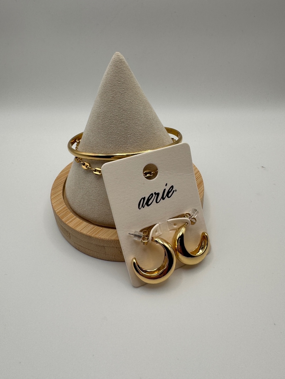 Bundle of aerie Gold Tone Hoop Earrings & 2 bauble bracelets